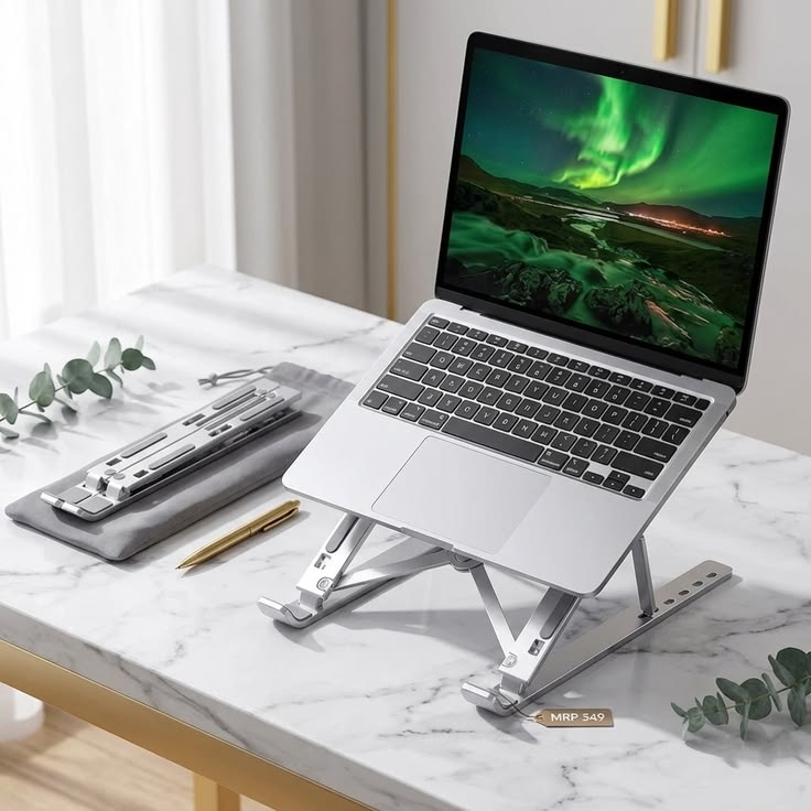 Portable Aluminium Laptop Stand – Adjustable Desk Holder for Laptops, MacBooks & Tablets - photo 4