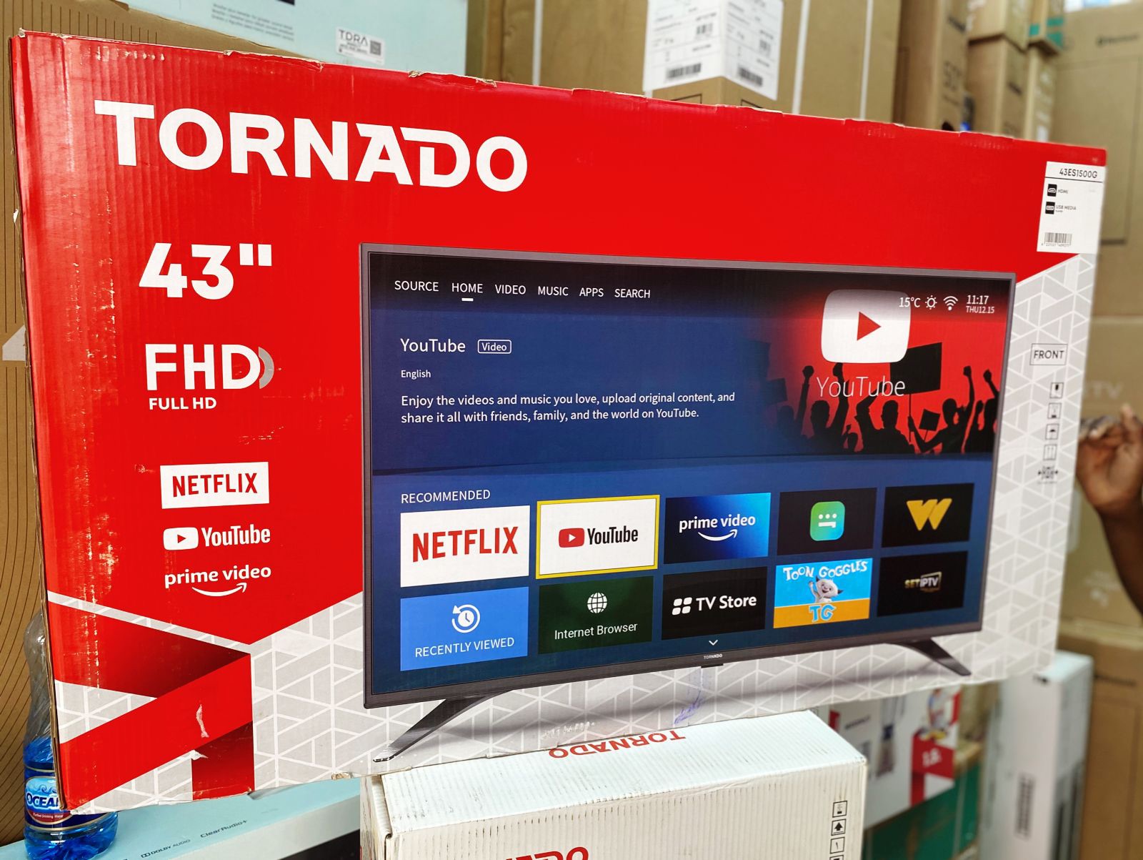 Tornado 43-Inch Smart TV – Frameless TV with Netflix, YouTube & Built-In Decoder