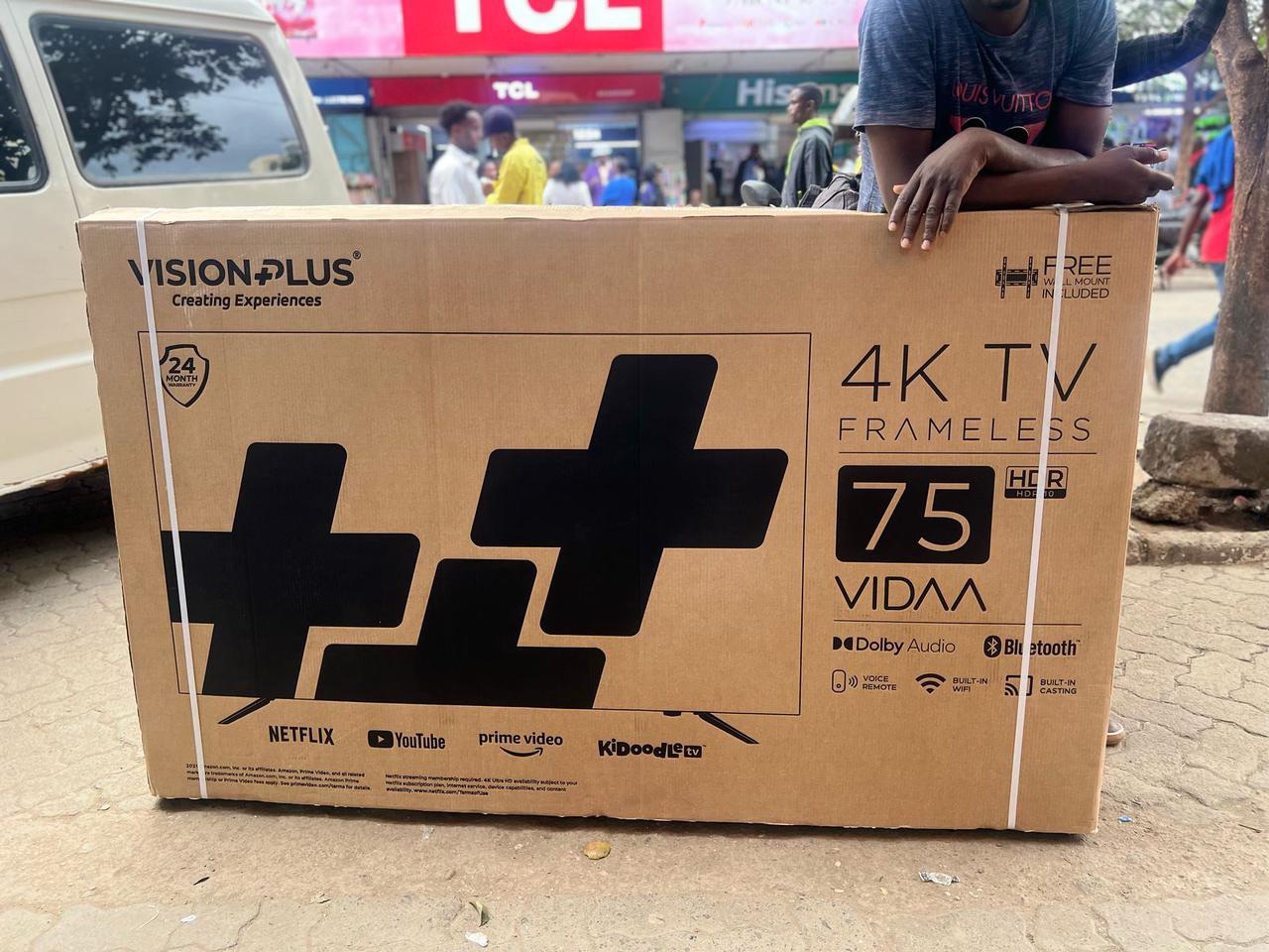 VisionPlus 75-Inch 4K VIDAA Smart TV – Frameless TV with Netflix, YouTube, Bluetooth & Built-In Decoder