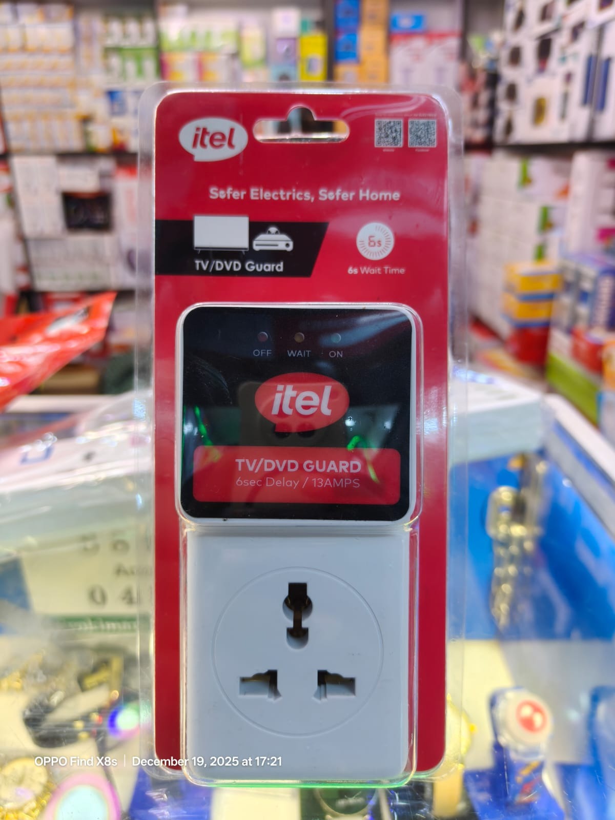 Itel TV Guard Voltage Protector 13A with 6-Second Delay & Surge Protection