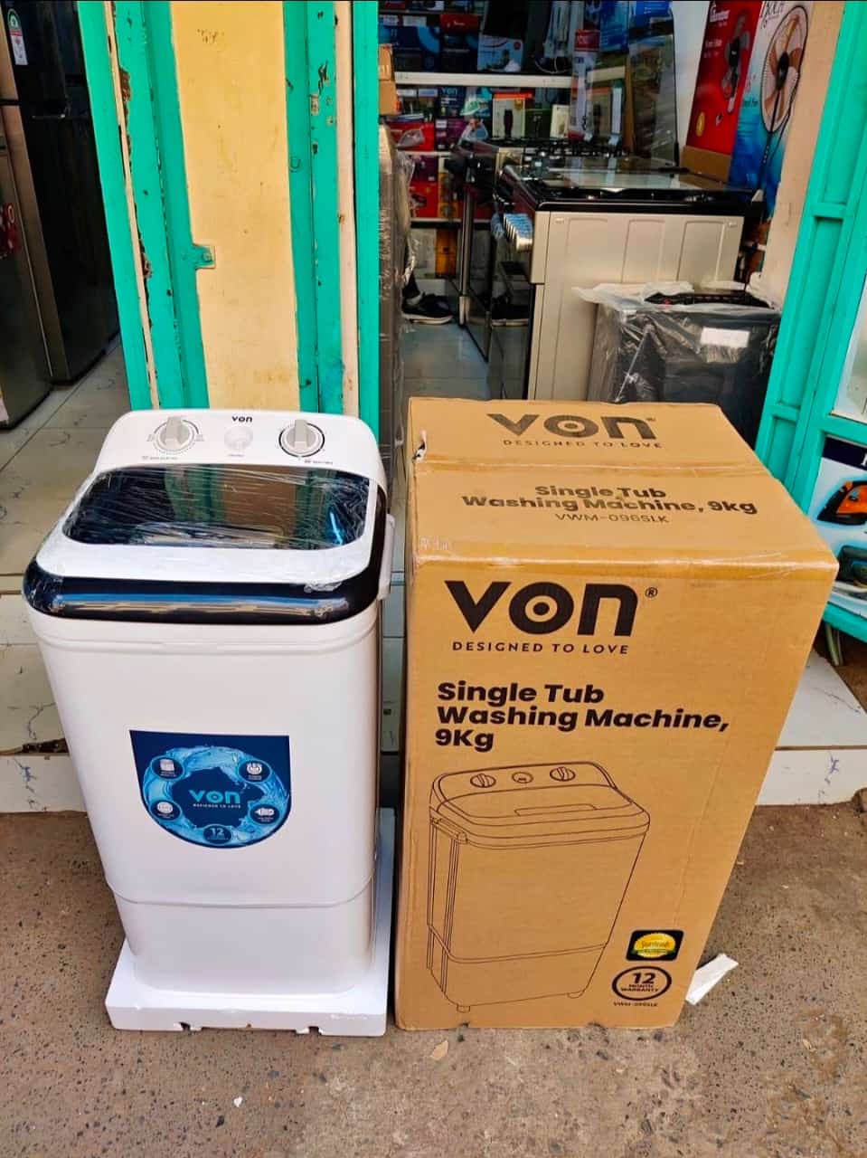 Von 9KG Semi-Automatic Single Tub Washing Machine VWM-096SLK – Powerful Wash & Low Noise