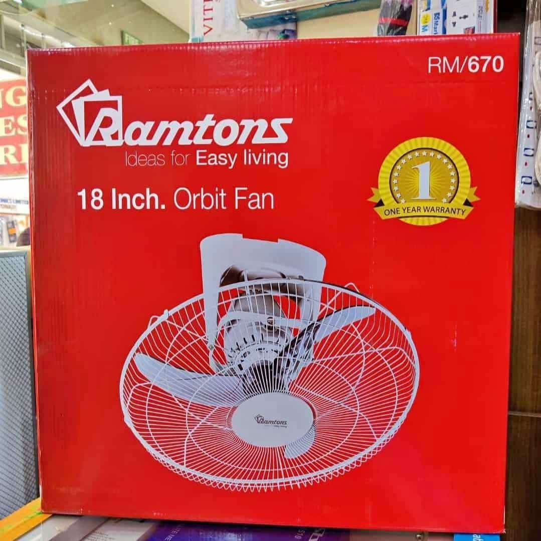 Ramtons 18 Inch Orbit Ceiling Fan RM/670 – 360° Oscillation, Copper Motor