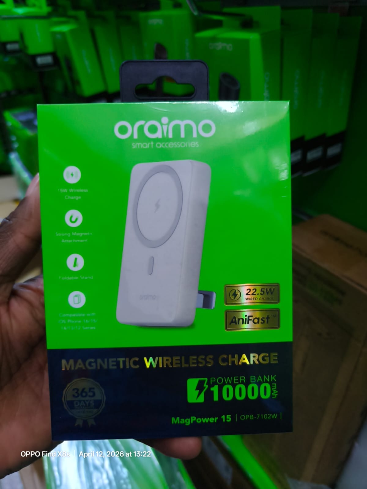 Oraimo MagPower 15 10,000mAh Magnetic Wireless Power Bank – 22.5W Fast Charging