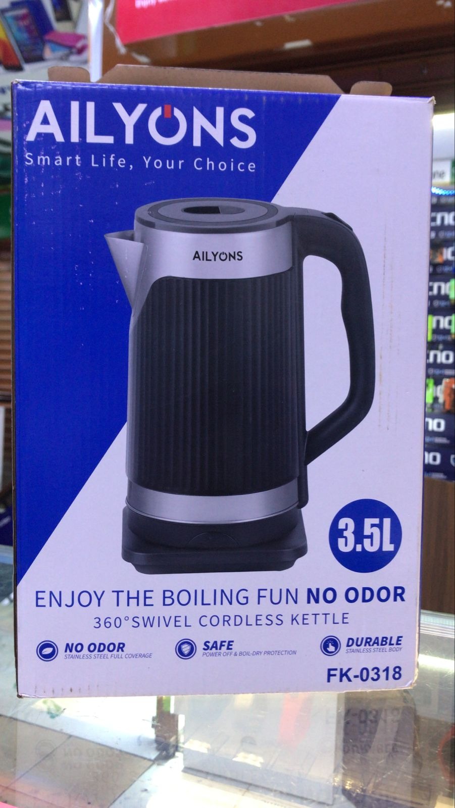 Aliyons 3.5L Electric Kettle FK-0318 – 360° Cordless Stainless Steel Kettle