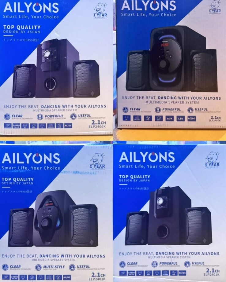 Ailyons 2.1CH Multimedia Woofer System – Powerful Bass Speaker with USB, Bluetooth & FM