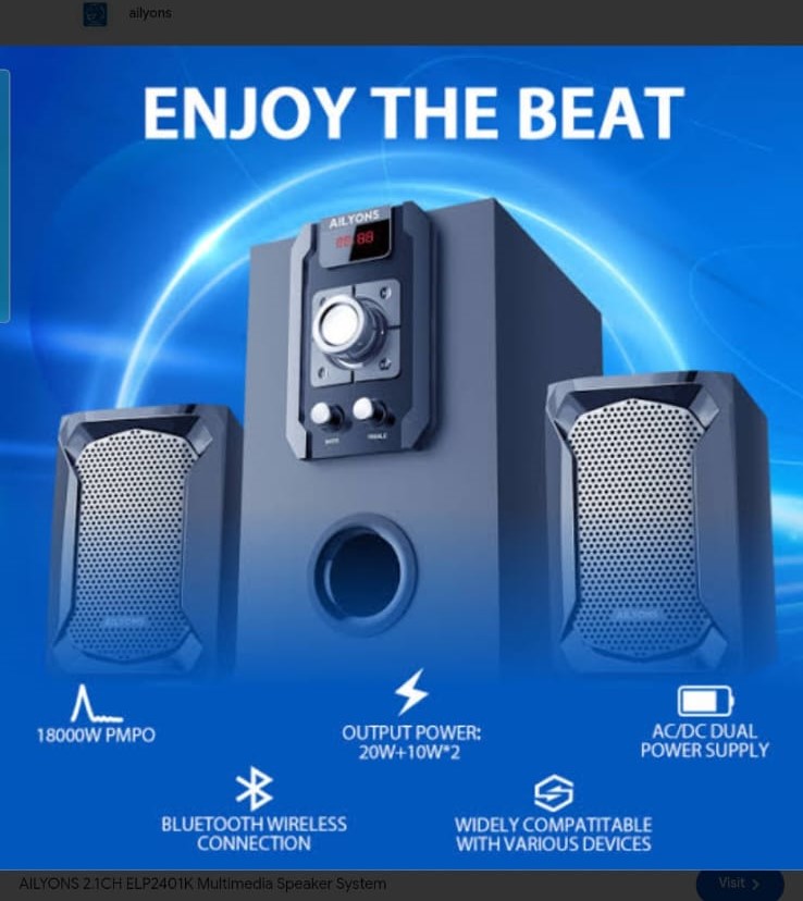 Ailyons 2.1CH Multimedia Woofer System – Powerful Bass Speaker with USB, Bluetooth & FM - photo 2