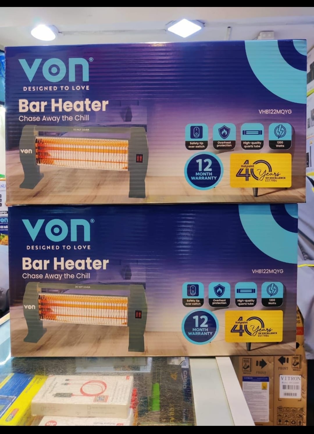Von Bar Heater 1200W – Electric Room Heater with Overheat Protection