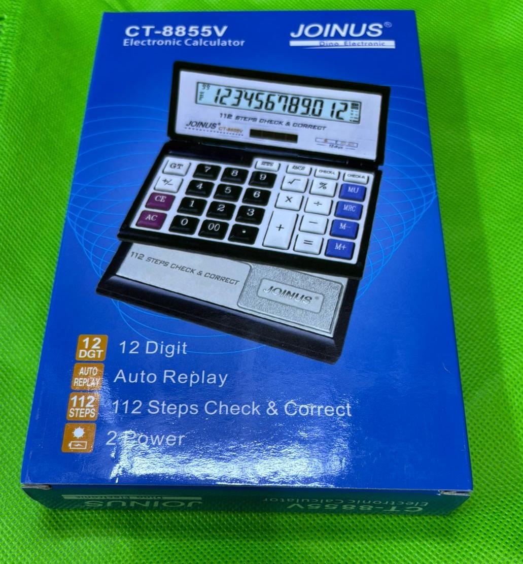 JOINUS CT-8855V 12-Digit Desktop Calculator – Solar & Battery