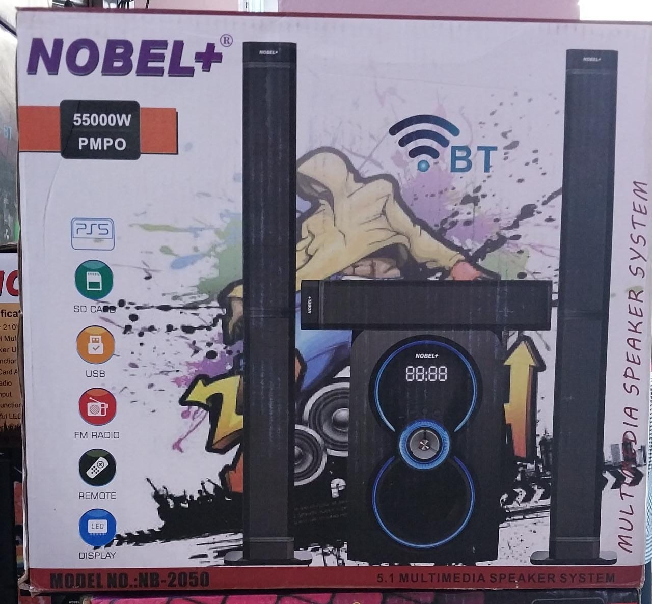 Nobel NB-2050 5.1CH Home Theatre Speaker System – Bluetooth, USB, FM