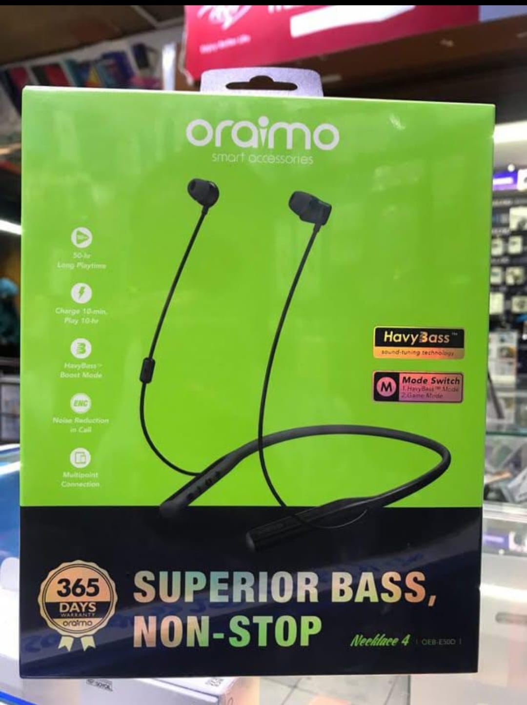 Oraimo Necklace 4 Wireless Neckband – 50H Playtime