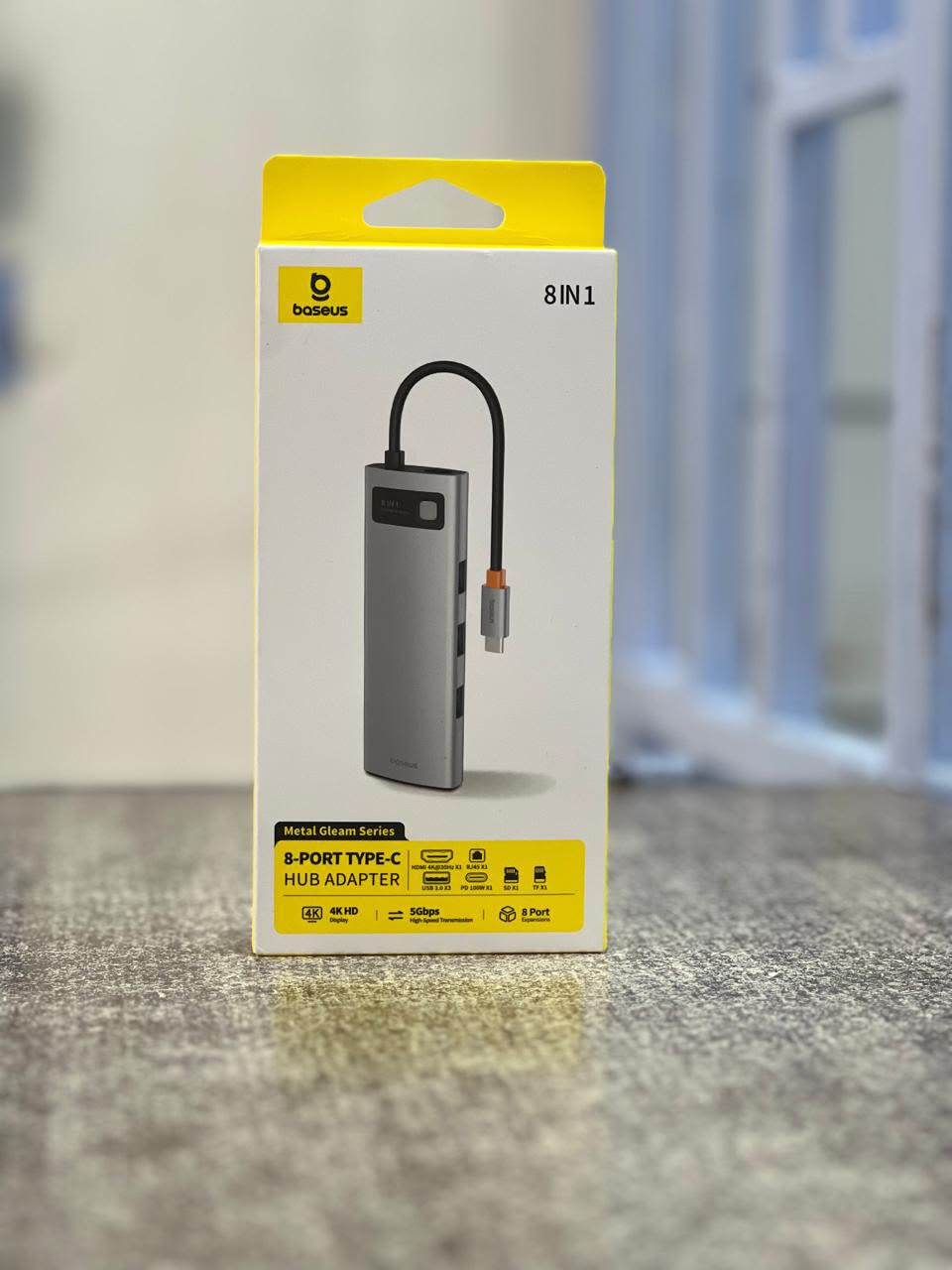 Baseus Metal Gleam Series 8-in-1 USB-C Hub – 4K 60Hz, USB 3.0, Gigabit Ethernet & PD