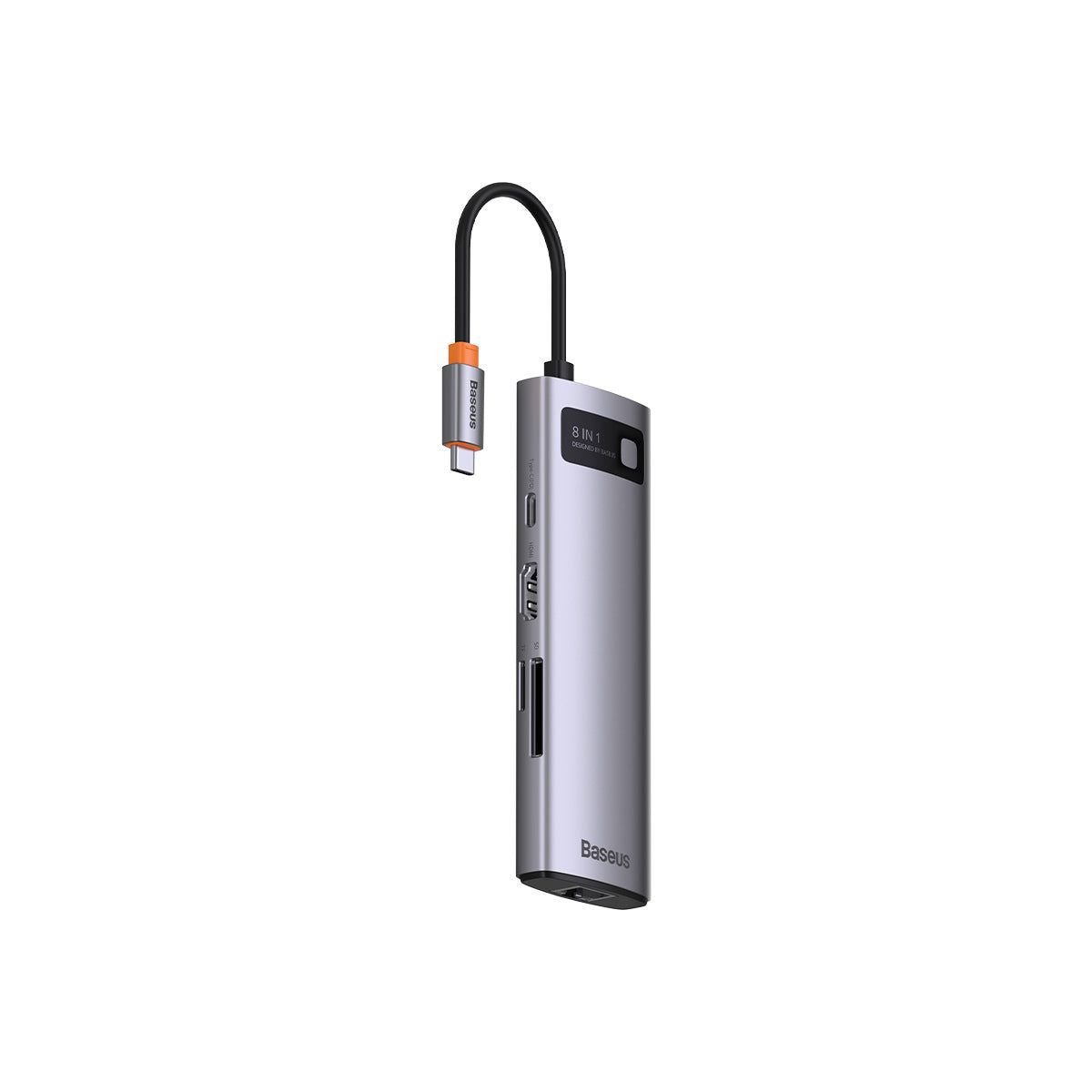 Baseus Metal Gleam Series 8-in-1 USB-C Hub – 4K 60Hz, USB 3.0, Gigabit Ethernet & PD - photo 2