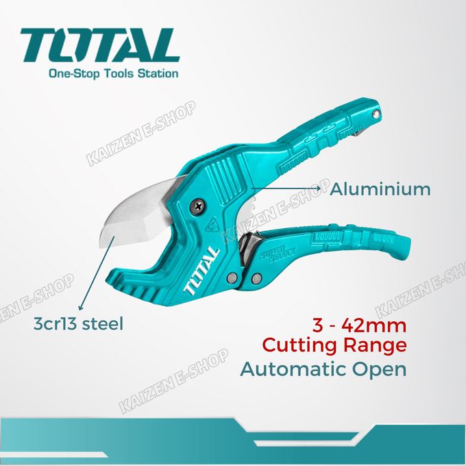 TOTAL PVC Pipe Cutter 3–42mm – 193mm Ratcheting Pipe Cutter - photo 2