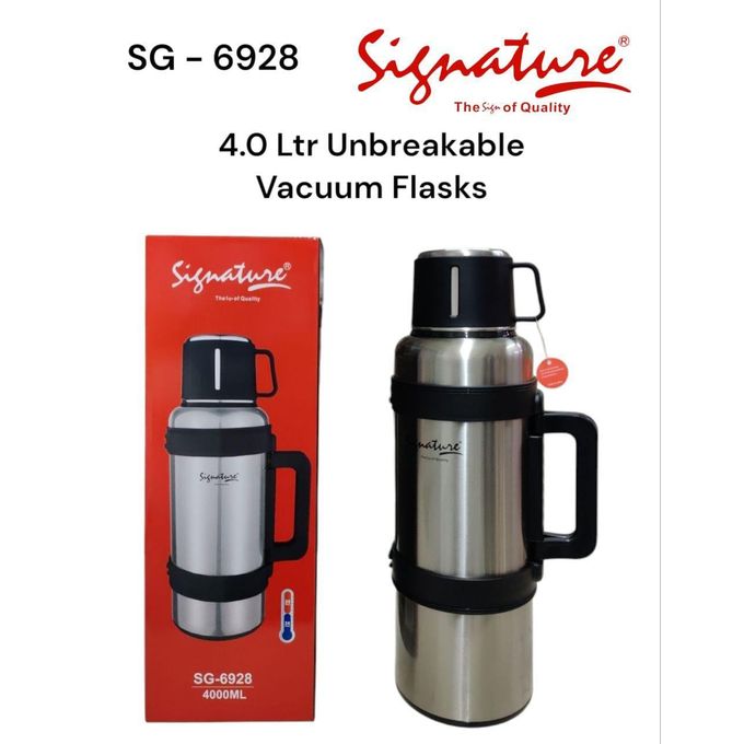 Signature SG-6928 4L Stainless Steel Vacuum Flask – Unbreakable Hot & Cold Thermos