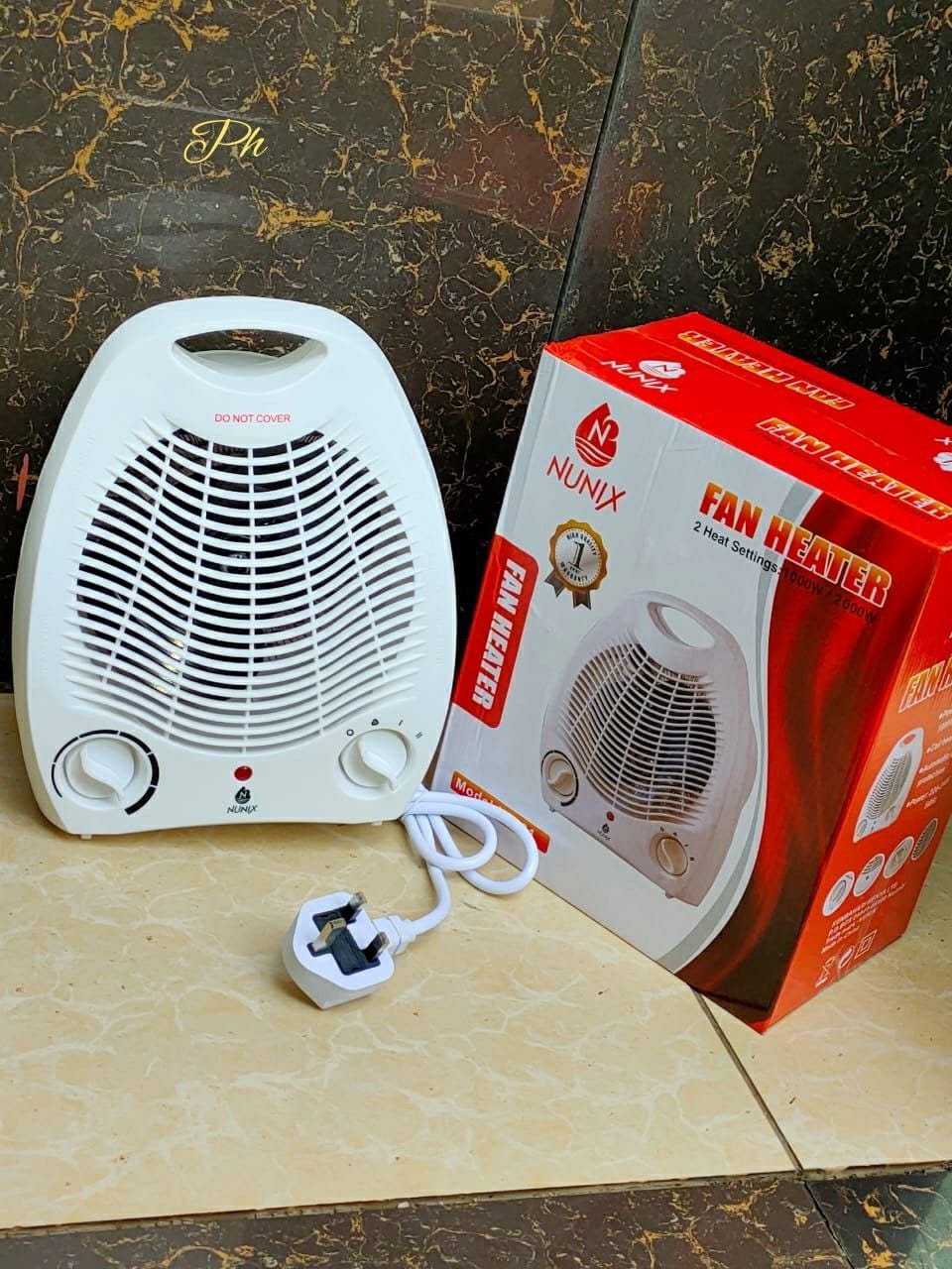 Nunix Fan Heater 2000W – Portable Electric Room Heater with 2 Heat Settings