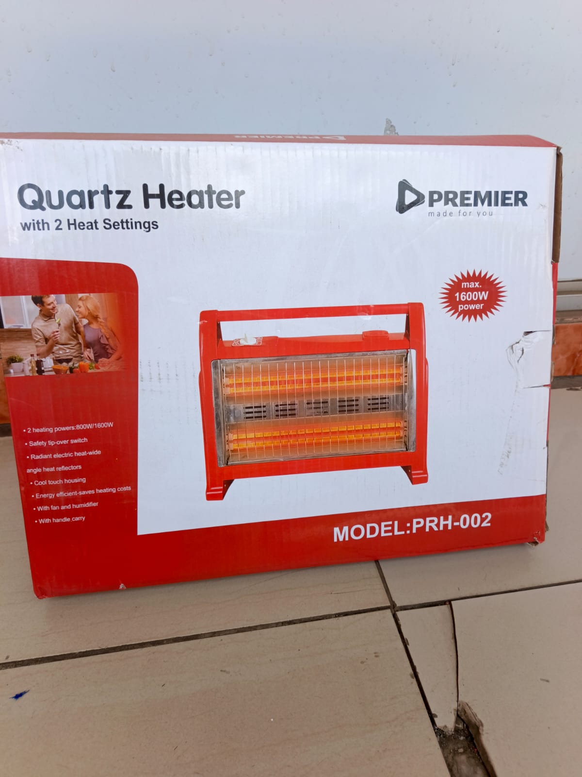 Premier PRH-002 Quartz Room Heater 1600W – 2 Heat Settings