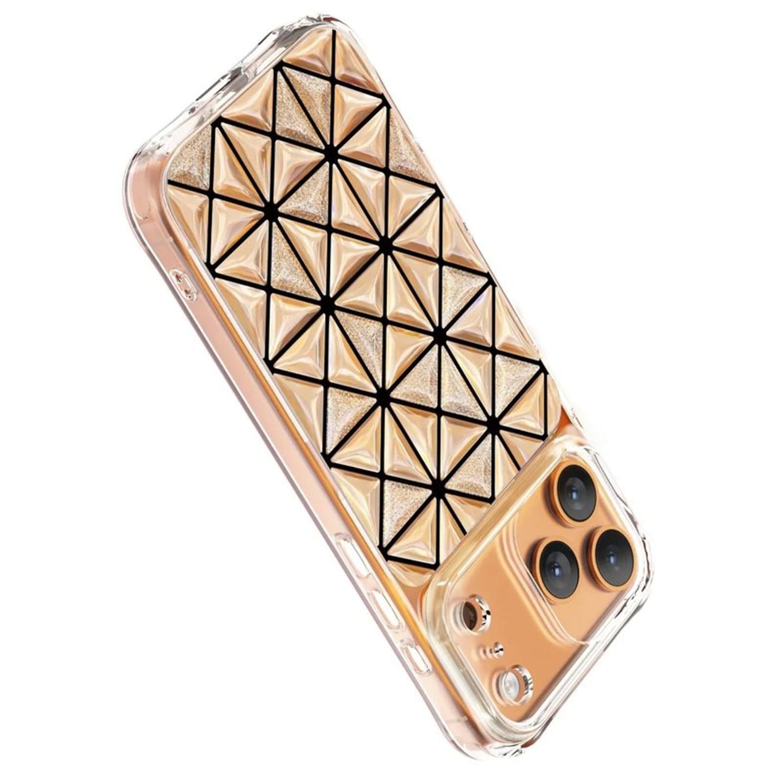 iPhone 17 Pro Max 3D Geometric Protective Case – Gold - photo 2