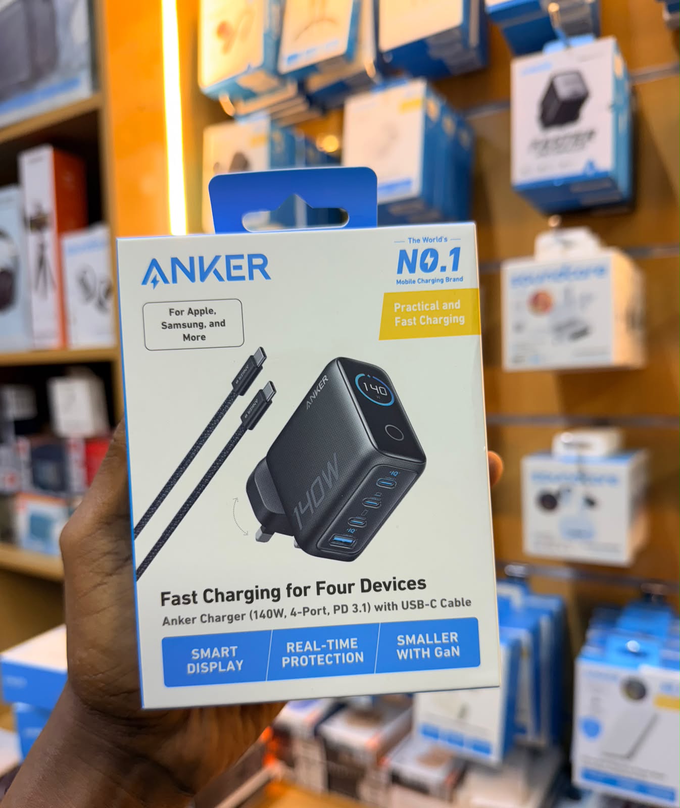 Anker 140W 4-Port USB-C Charger with USB-C Cable – Fast GaN Charging