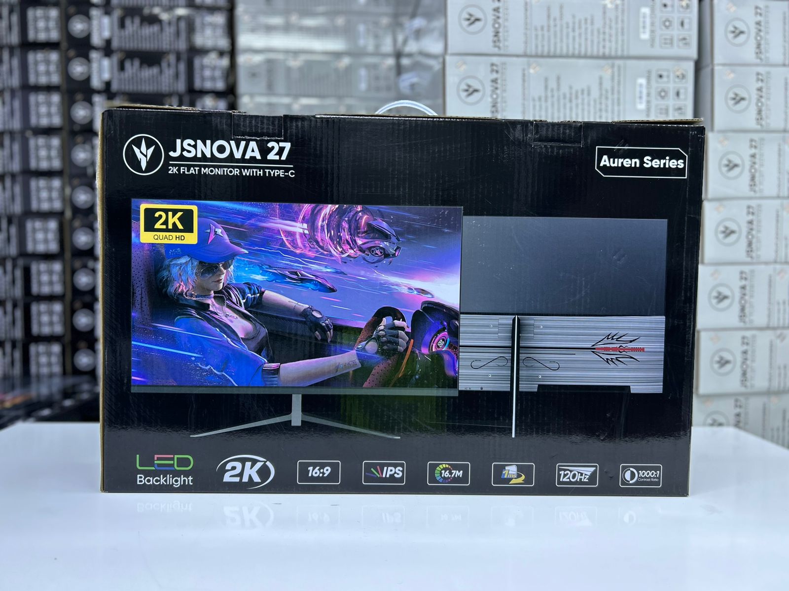 JSNOVA 27-Inch 2K QHD IPS Monitor – 120Hz, 1ms, USB-C, HDMI & DisplayPort