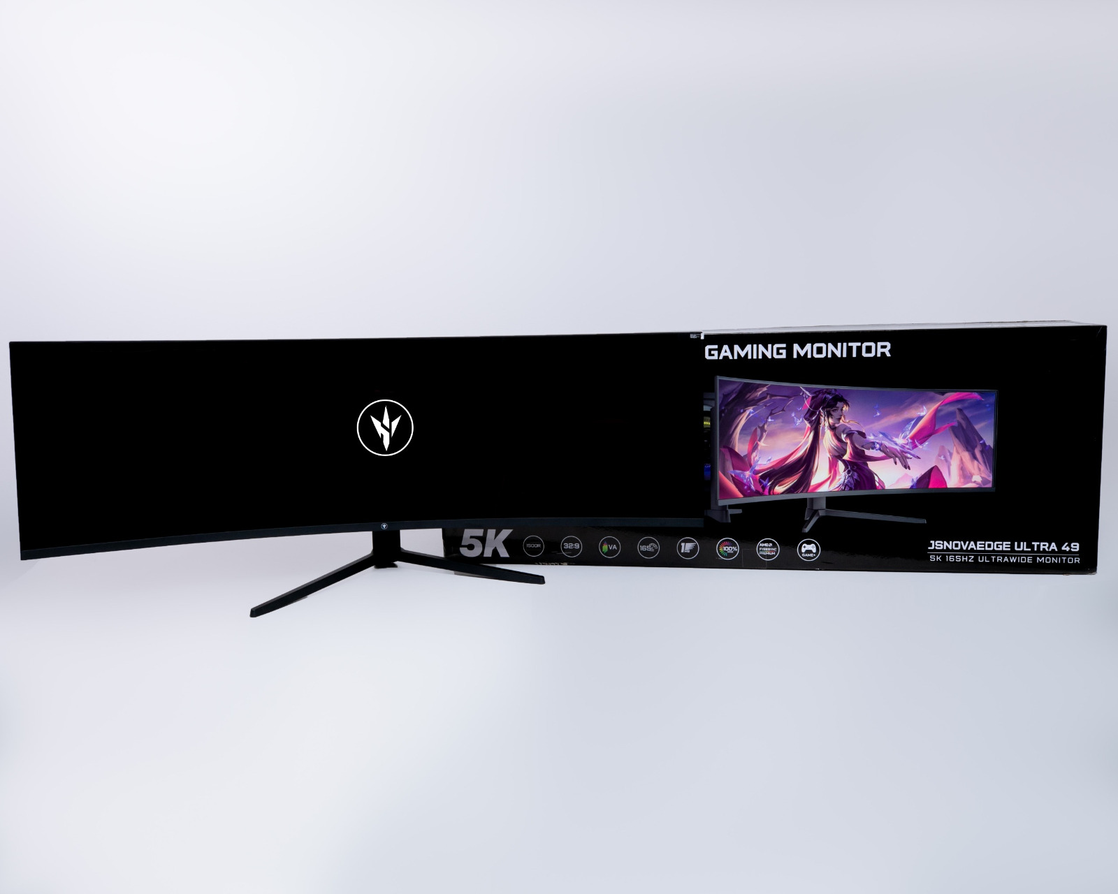 JS Novadge Ultra 49 49-Inch 5K Ultra-Wide Curved Gaming Monitor – 165Hz, 1ms, FreeSync Premium