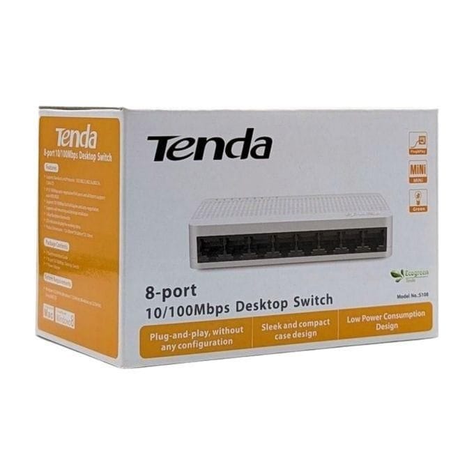 Tenda 8-Port 10/100Mbps Desktop Network Switch – Ethernet LAN Switch for Home & Office