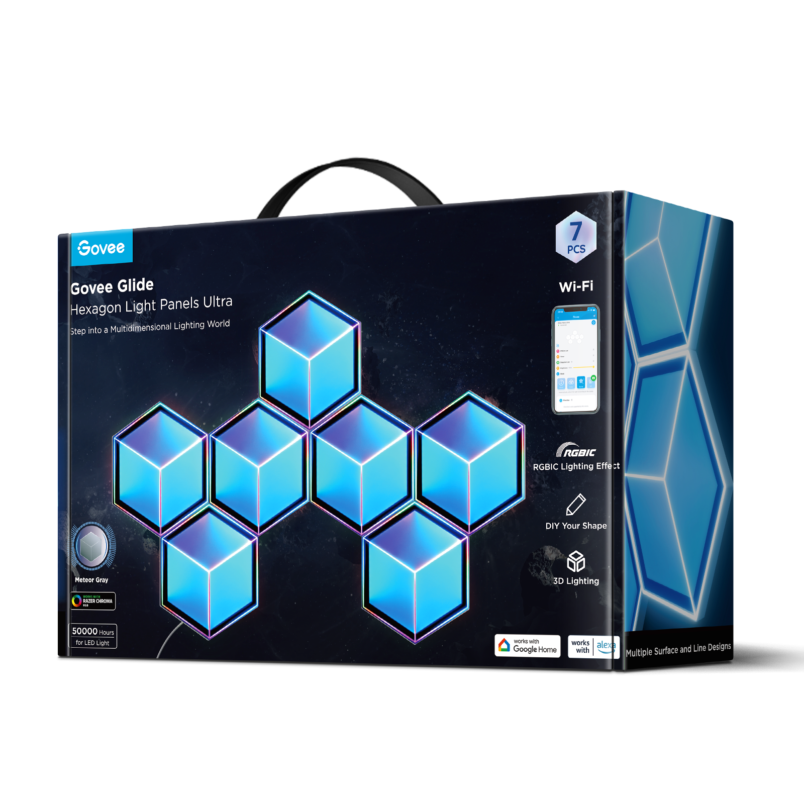 Govee Glide Hexagon Light Panels Ultra 7-Pack – RGBIC 3D WiFi Smart LED Lights - photo 2