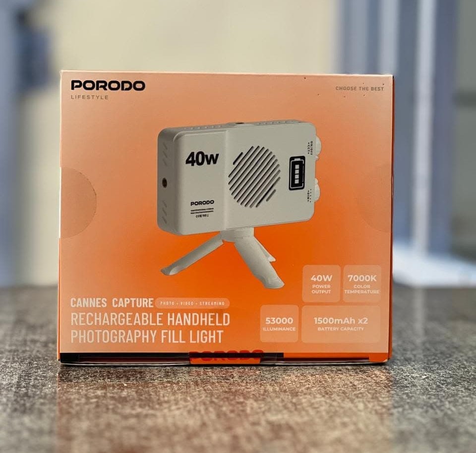 Porodo Cannes Capture 40W Rechargeable Handheld Photography Fill Light