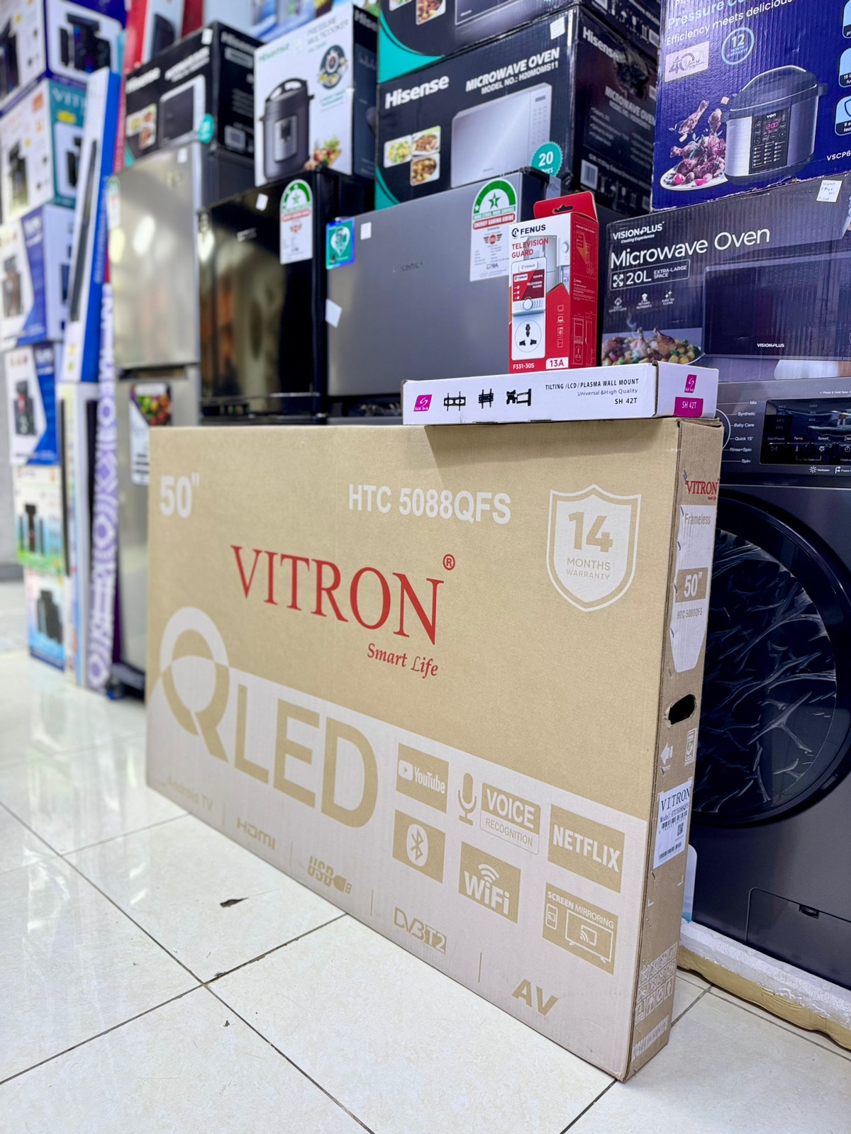 Vitron 50-Inch QLED Android Smart TV – Frameless TV with Bluetooth, Netflix & YouTube