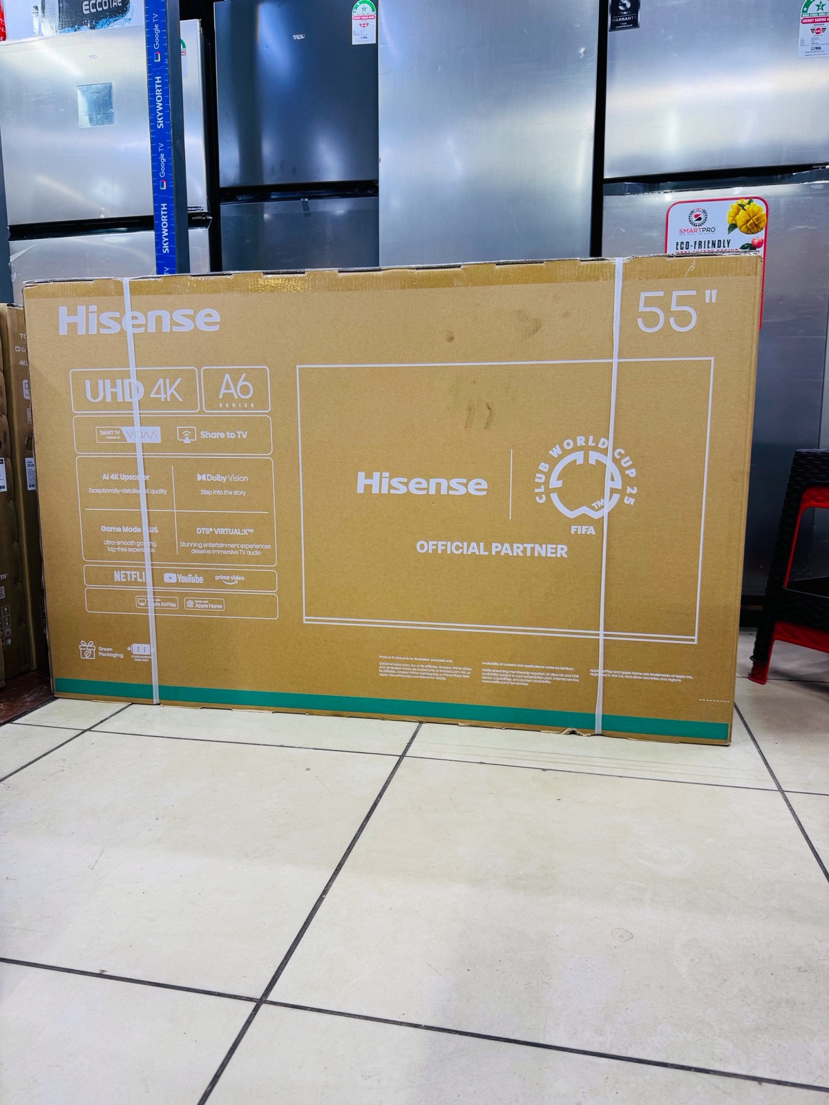 Hisense 55-Inch A6 4K UHD Smart TV – Frameless Display with Bluetooth, Netflix & YouTube