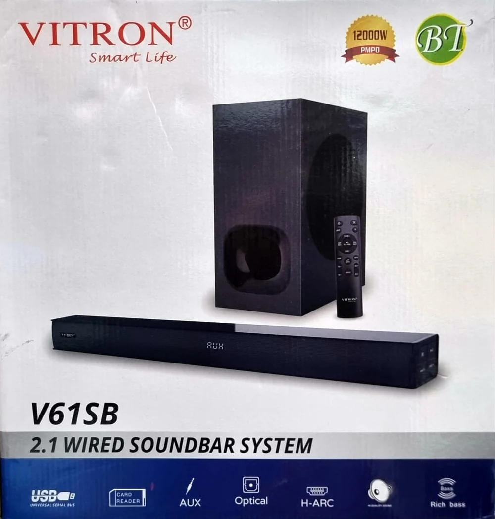 Vitron V61SB 2.1 Channel Soundbar System – 12000W PMPO, Deep Bass & Bluetooth - photo 2