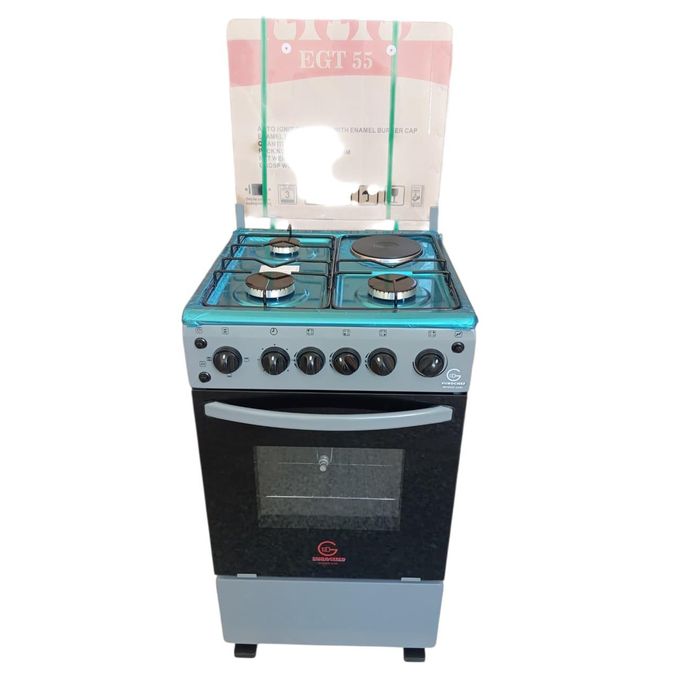 Nunix KZ-665-3G1E 60×65cm Freestanding Gas Cooker, 3 Gas Burners + 1 Hot Plate, Electric Oven, Jet Burner