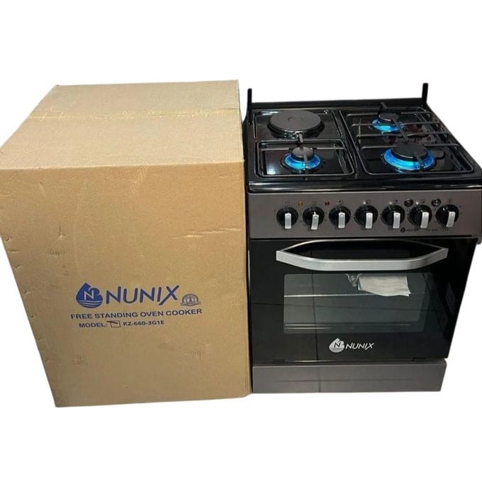 Nunix KZ-665-3G1E 60×65cm Freestanding Gas Cooker, 3 Gas Burners + 1 Hot Plate, Electric Oven, Jet Burner - photo 2