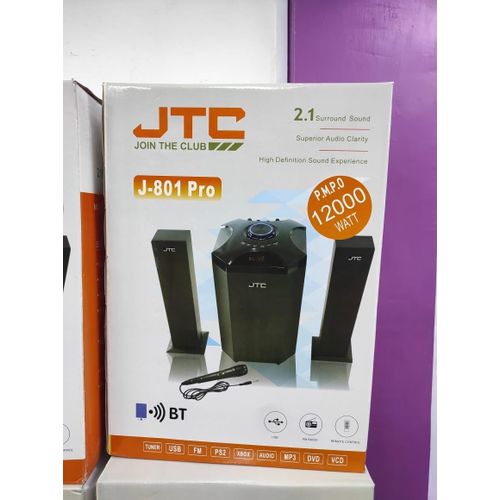 JTC J801 Pro 2.1 Channel Subwoofer – Bluetooth, FM Radio, USB, SD Card and Microphone Support
