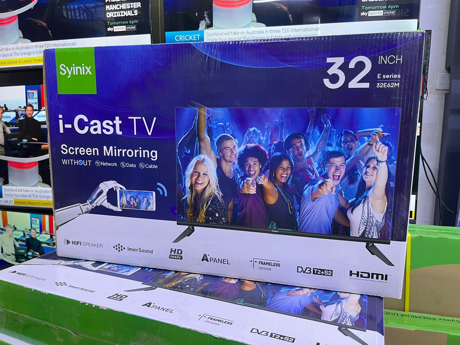 Syinix 32-Inch Digital TV with iCast and Frameless Design