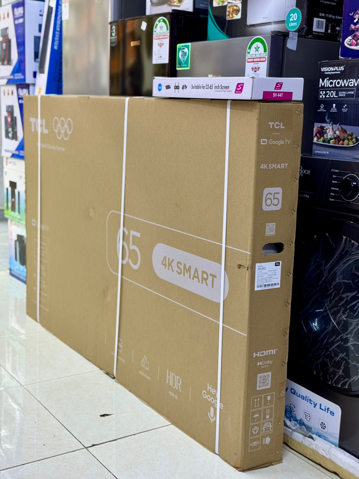 TCL 65-Inch V6D 4K UHD Smart Google TV Frameless with Bluetooth