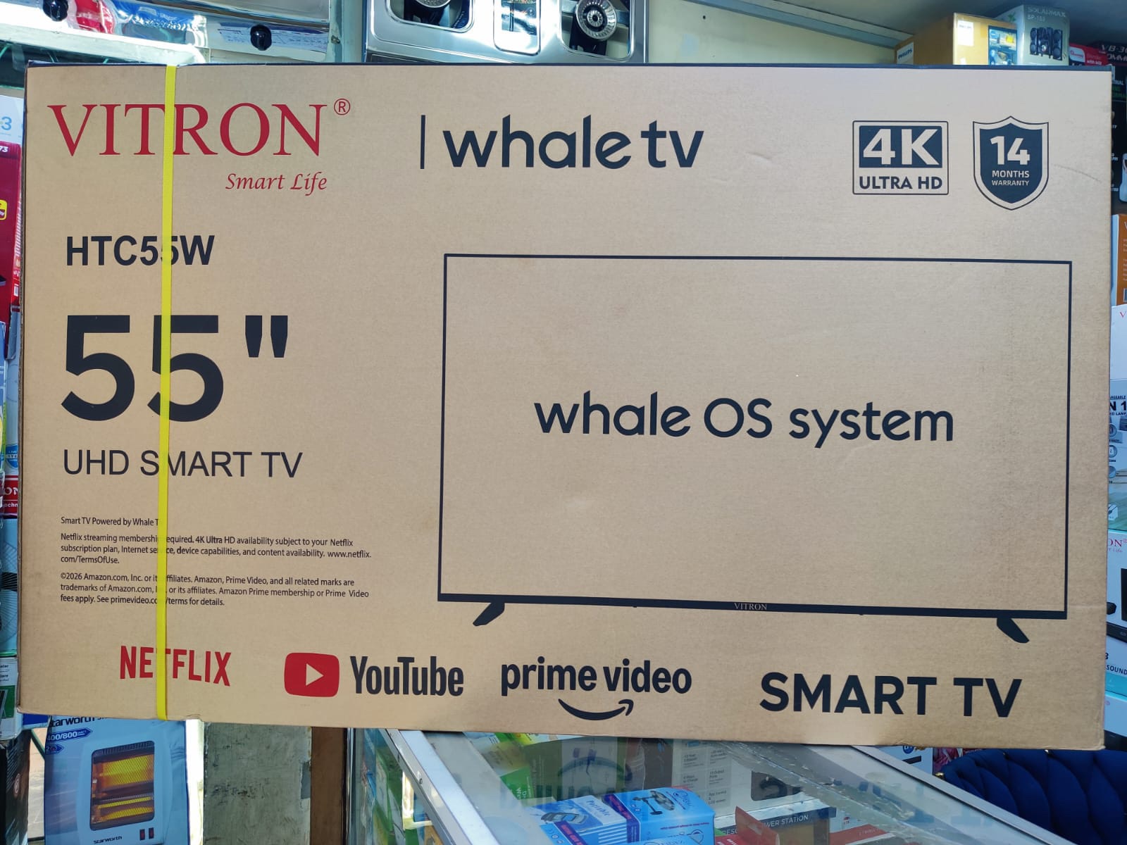 Vitron 55-Inch Whale Frameless Smart TV with Bluetooth, YouTube and Netflix