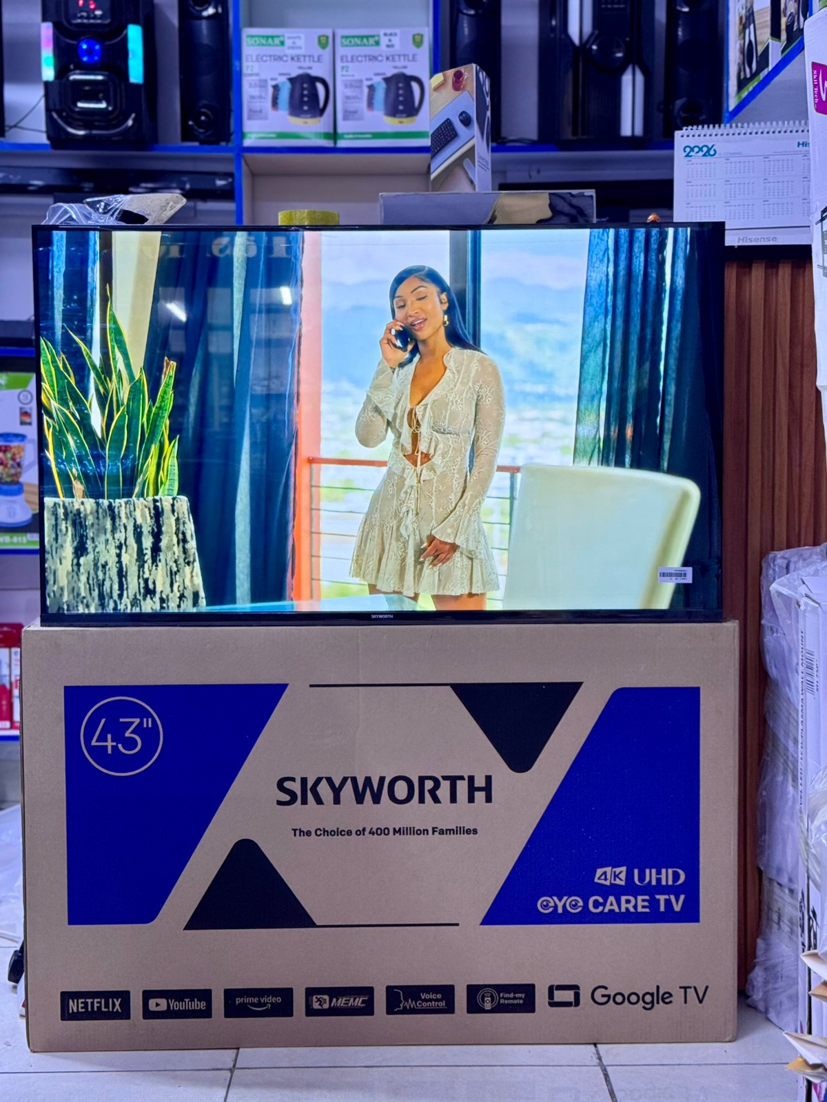 Skyworth 43-Inch 4K Google Smart TV Frameless with Bluetooth, YouTube and Netflix
