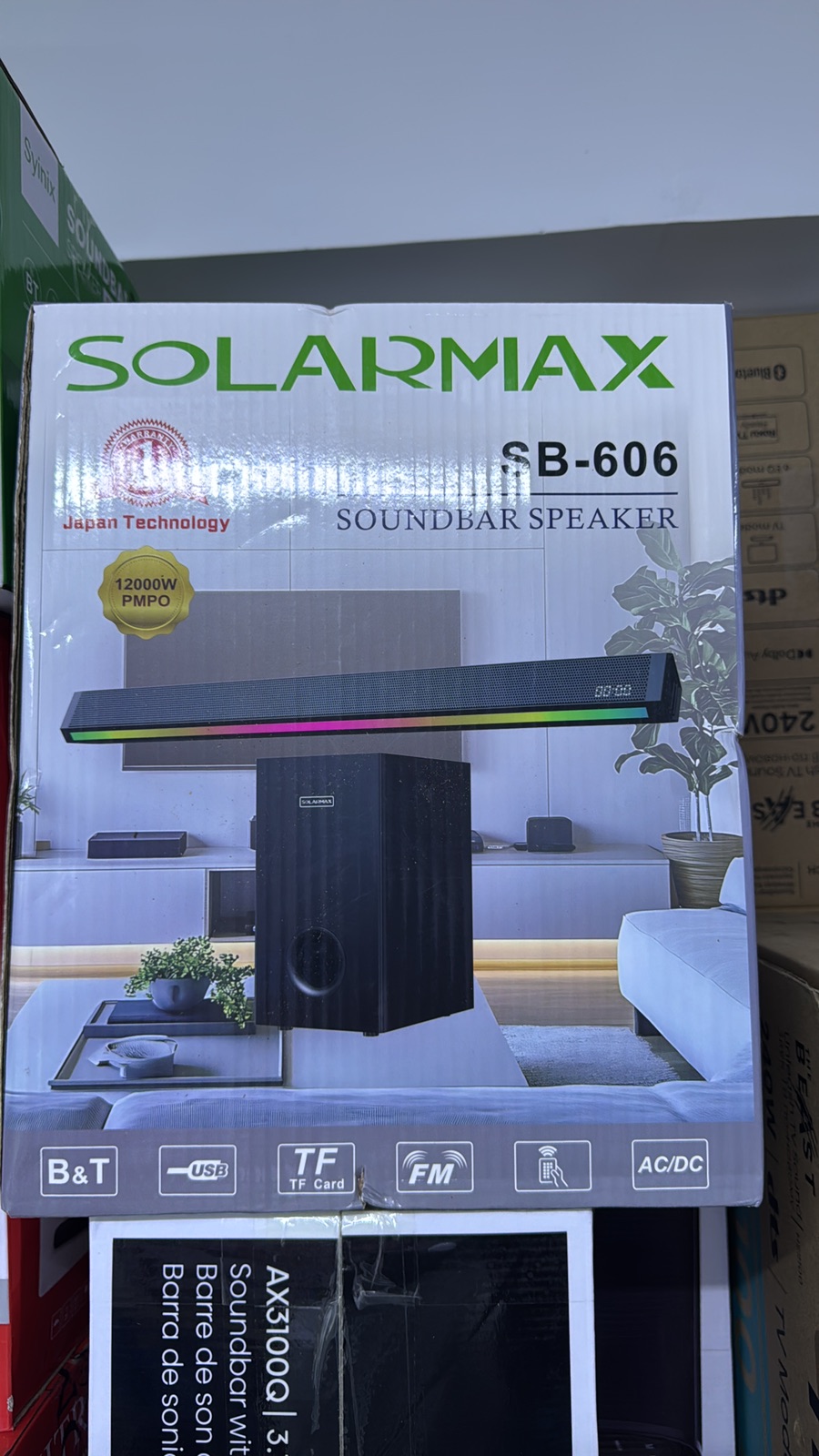 Solarmax SB-606 2.1 Channel 12000W Soundbar with Bluetooth, FM Radio and AUX