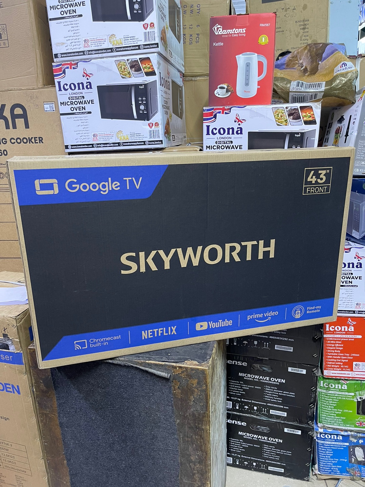 Skyworth 43-Inch Smart Google TV with Frameless Design, Bluetooth, YouTube and Netflix