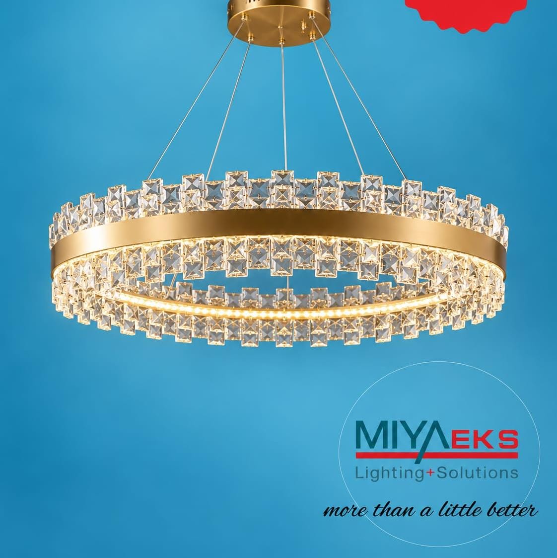 Modern Luxury Gold Crystal LED Chandelier – Round Ring Pendant Ceiling Light for Living Room and Dining Room