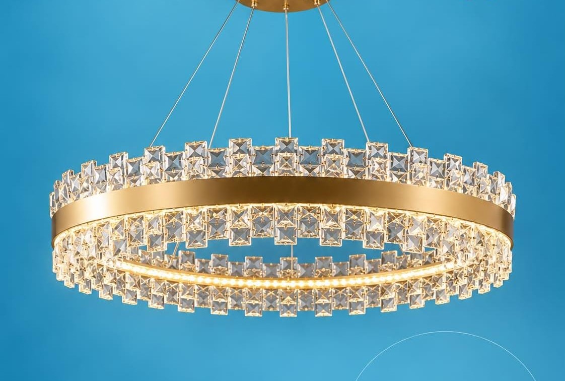 Modern Luxury Gold Crystal LED Chandelier – Round Ring Pendant Ceiling Light for Living Room and Dining Room - photo 2