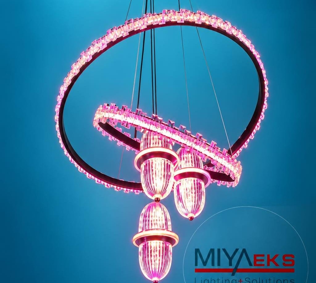 Modern LED Ring Chandelier Light – Luxury Pink Crystal Pendant Ceiling Light - photo 2