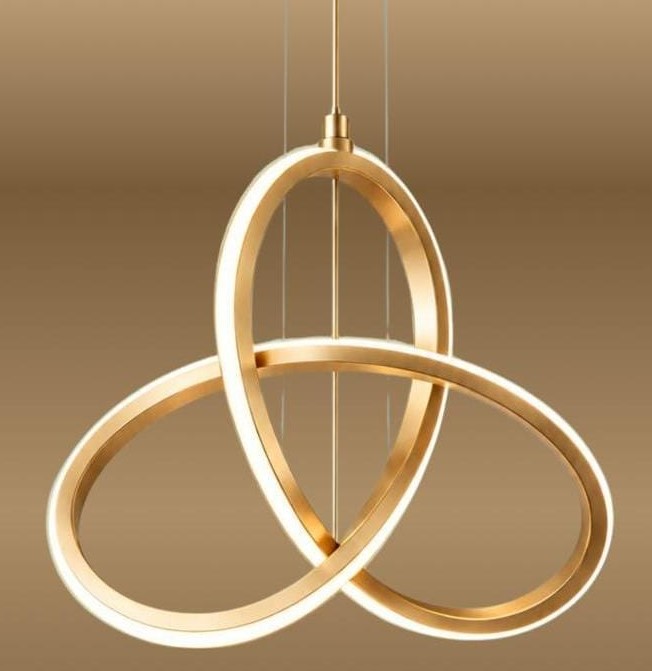 Modern Gold LED Ring Pendant Chandelier – 3 Interlocking Rings Ceiling Light - photo 2