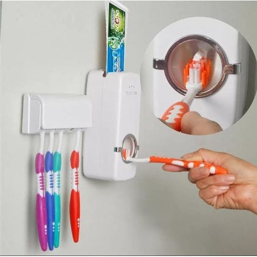 Wall-Mounted Toothpaste Dispenser with Toothbrush Holder – Bathroom Organizer - photo 2