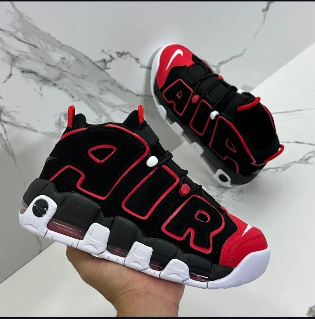 Nike Air More Uptempo 96 Red Toe Sneakers – Stylish Men’s Basketball Shoes